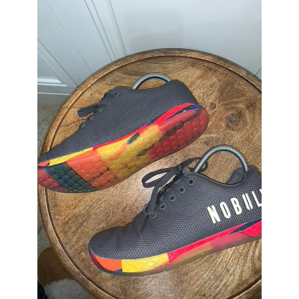 NOBULL Lightning Trainer Unisex Sneakers Gray Rainbow Men's 6 /‎ Women's 7.5
